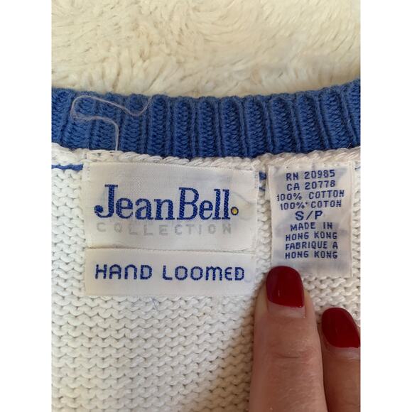 Vintage JeanBell Hand Loomed Knit Cardigan Golf Theme Small Medium - Picture 5 of 7